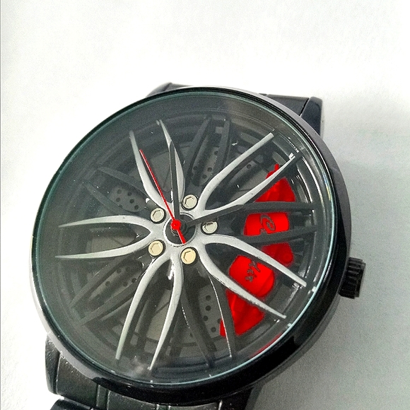 Car Wheel Rim Watch Quartz Men's Sports Watch - Picture 3 of 6